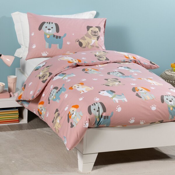 Copripiumino Con Federe In Cotone Cuccioli Singolo Caleffi Kids Ragazzo Rosa Caleffi