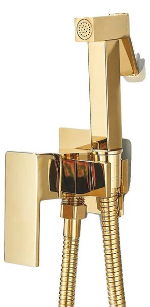 Rubinetto per bidet, struttura in ottone, modello da parete, finitura oro lucido