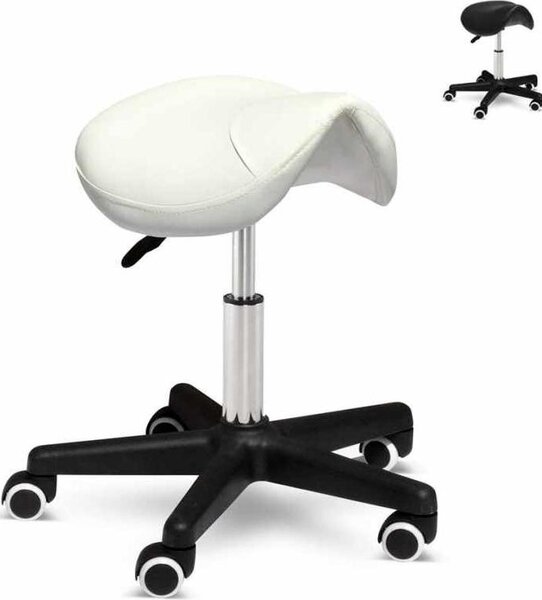 Sgabello Roll Sgabello da lavoro Sgabello da ufficio Sgabello a sella Sgabello per salone di bellezza Professionale - Bianco
