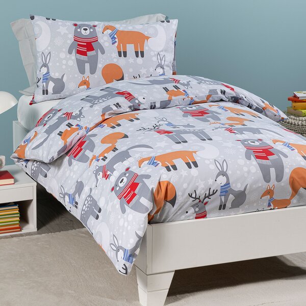 Copripiumino Con Federe In Cotone Teddy Singolo Caleffi Kids Ragazzo Grigio Caleffi