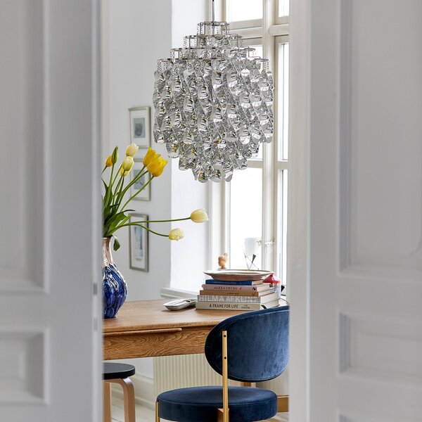 Lampada a sospensione Verpan, Spiral SP01, dimmerabile, Metallizzato, Soggiorno, Plastica, Design