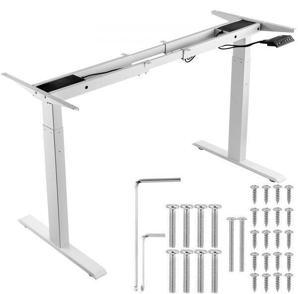 Struttura per scrivania regolabile elettricamente con doppio motore - Regolabile in altezza da 70 a 117 cm, in lunghezza da 110 a 178 cm - Base ergonomica per postazione di lavoro fai da te - Struttura bianca