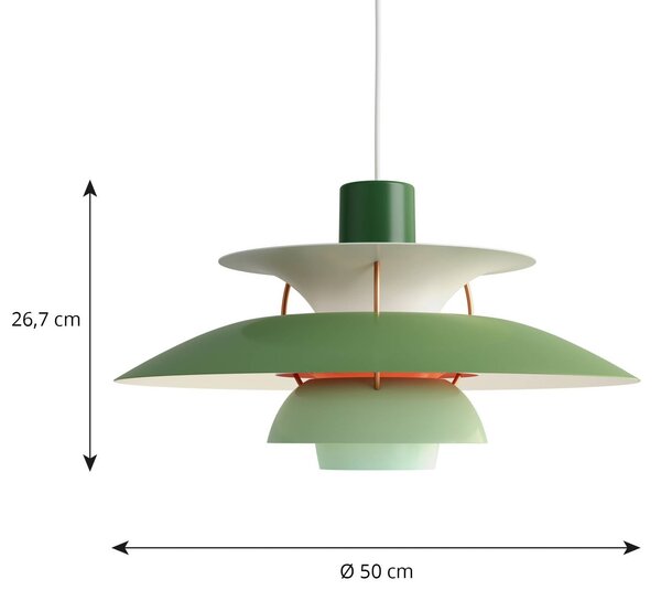 Louis Poulsen Lampada a sospensione PH 5, dimmerabile, Verde, Soggiorno / Sala da pranzo, Alluminio, Design, Lampada a sospensione