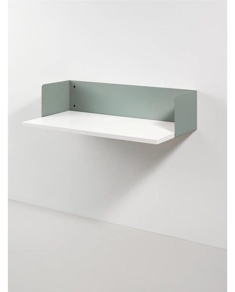 Scrittoio da muro dal design elegante DESKY Dimensioni 100x50x h 25 cm Struttura metallica con piano nobilitato bianco spessore 25 con bordi arrotondati VERDE eucalipto