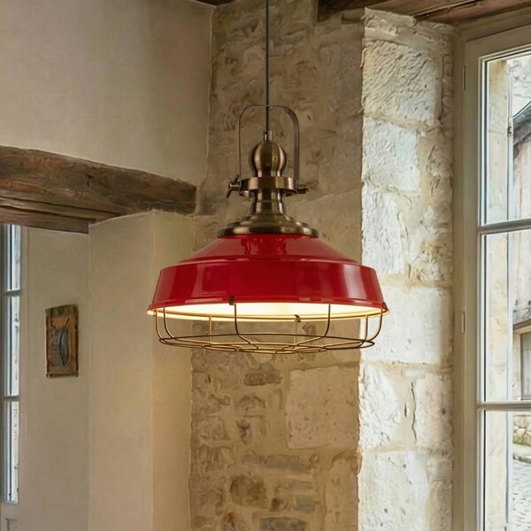 Lampada a sospensione Astel ROYALTECH, dimmerabile, Rosso, Soggiorno / Sala da pranzo, Metallo, Industriale, Lampada a sospensione