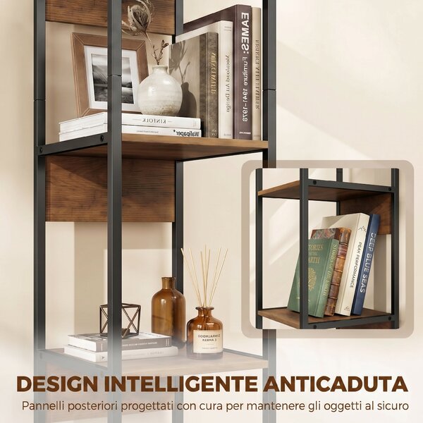HOMCOM Libreria a 6 Ripiani, Finitura in Legno Marrone | Aosom Italy
