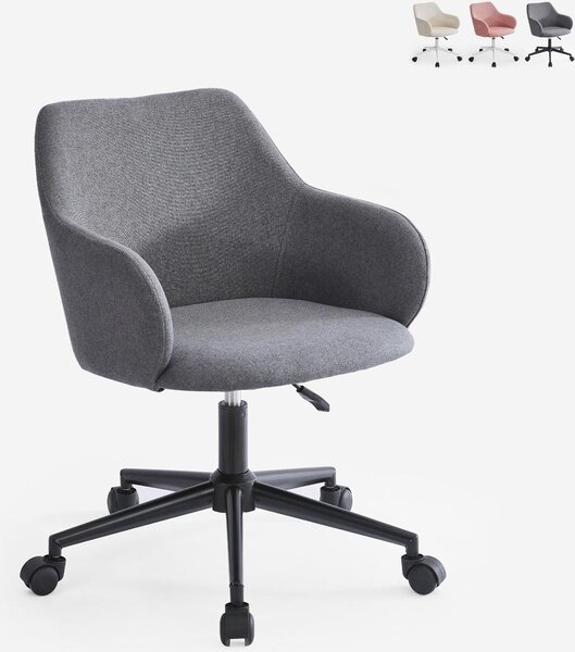 Sedia girevole in tessuto con braccioli Office Homeoffice Kivri - Grigio scuro