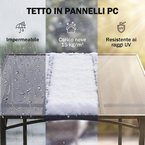 Outsunny Gazebo da Giardino per Barbecue BBQ con Tetto in PC e Mensole Laterali, Struttura in Alluminio e Metallo, 246x149x230cm, Nero|Aosom
