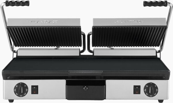 MILANTOAST-Doppia piastra in ghisa liscia nervata 220-240 V 3,5 kW