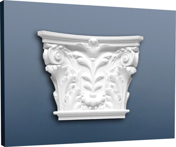 Orac Decor K251 Luxxus Pilastro in stucco Elemento decorativo in stucco Foglia d'acanto Materiale leggero e robusto in schiuma rigida Bianco