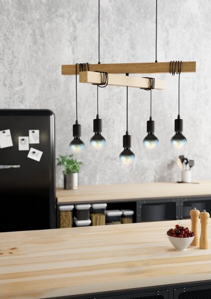 Eglo 43629 - Lampadario su corda TOWNSHEND 5xE27/60W/230V