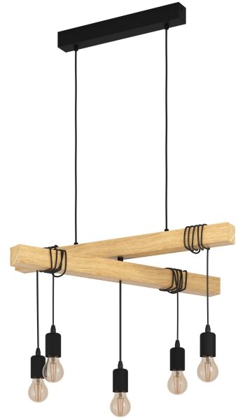 Eglo 43629 - Lampadario su corda TOWNSHEND 5xE27/60W/230V