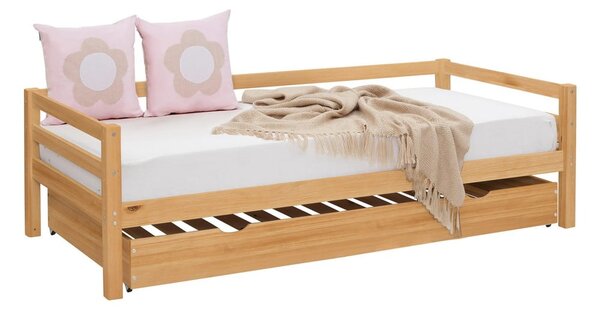 Letto da bambini estraibile di colore naturale in pino massiccio 90x200 cm Alpi – Støraa