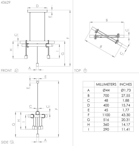 Eglo 43629 - Lampadario su corda TOWNSHEND 5xE27/60W/230V