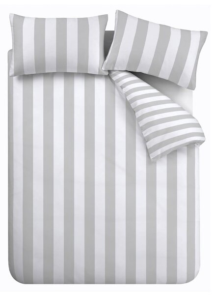 Biancheria da letto matrimoniale bianco-grigia 200x200 cm Cove Stripe - Catherine Lansfield