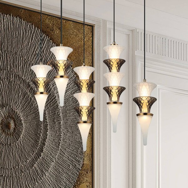 Viokef Lampada a sospensione in vetro Venera, Bianco / Opale, Soggiorno / Sala da pranzo, Vetro, Lampada a sospensione
