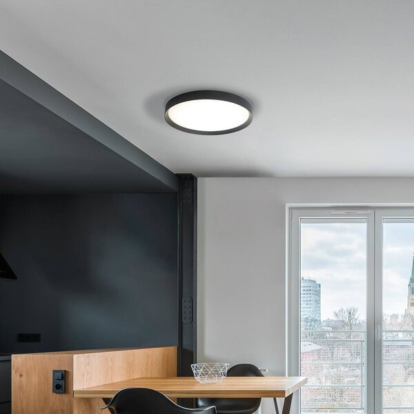 ACB ILUMINACIÓN Plafoniera smart Minsk, dimmerabile, Nero, Soggiorno / Sala da pranzo, Metallo, Moderno
