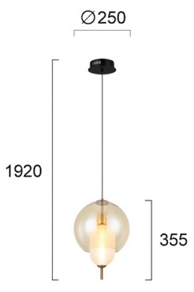 Viokef Lampada a sospensione in vetro Adol, Crema / Ambra, Soggiorno / Sala da pranzo, Vetro, Lampada a sospensione