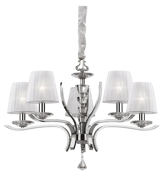 Ideal Lux - Lampadario a sospensione con catena PEGASO 5xE14/28W/230V diametro 72 cm cromo lucido