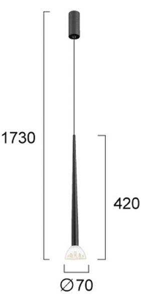 Viokef Lampada LED a sospensione Rina, nera/trasparente, Ø 7 cm, metallo/acrilico Rina, Nero, Soggiorno / Sala da pranzo, Metallo, Moderno