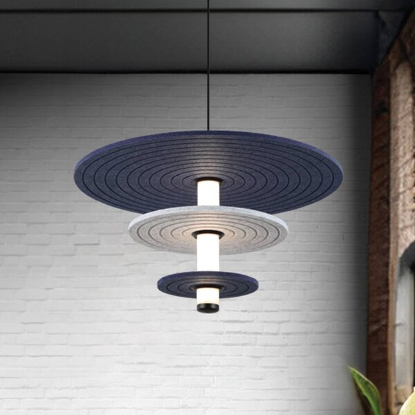 Viokef Lampada LED a sospensione Azul, altezza 31 cm, blu/grigio/nero/, feltro Azul, Alluminio / Grigio / Zincato, Soggiorno / Sala da pranzo, Plastica
