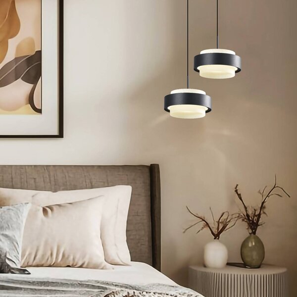 Viokef Lampada LED a sospensione Donal, Ø 17 cm, nera, metallo Donal, Nero, Soggiorno / Sala da pranzo, Alluminio, Moderno