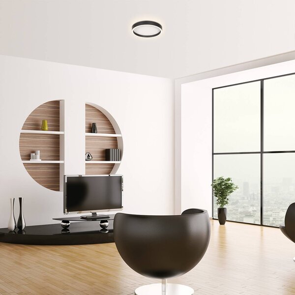 Steinhauer Plafoniera a LED Ringlux, dimmerabile, Nero, Soggiorno / Sala da pranzo, Metallo, Moderno, Plafoniera LED