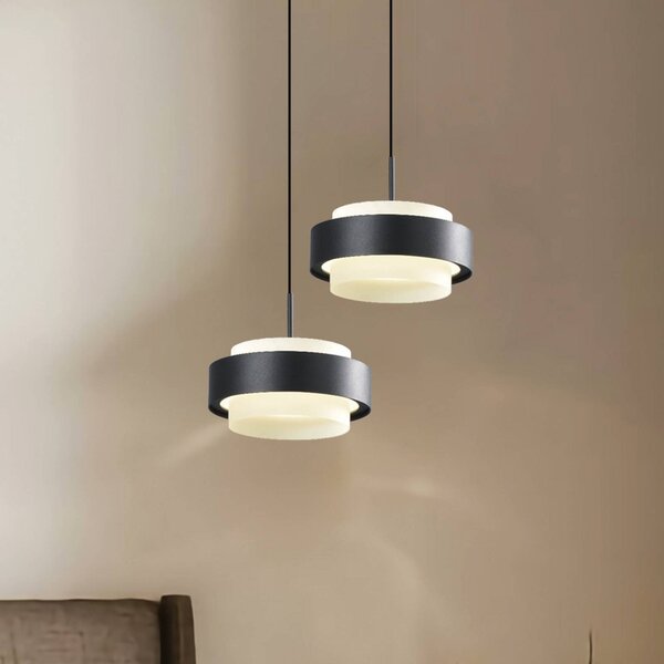 Viokef Lampada LED a sospensione Donal, Ø 17 cm, nera, metallo Donal, Nero, Soggiorno / Sala da pranzo, Alluminio, Moderno