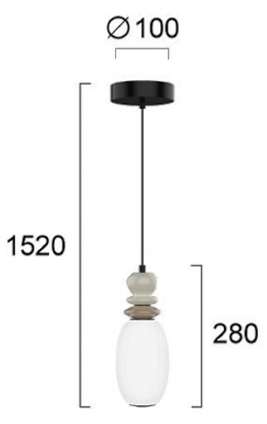 Viokef Lampada LED a sospensione Gemma, altezza 28 cm, colorata, vetro/ceramica/metallo Gemma, Multicolore, Soggiorno / Sala da pranzo, Vetro