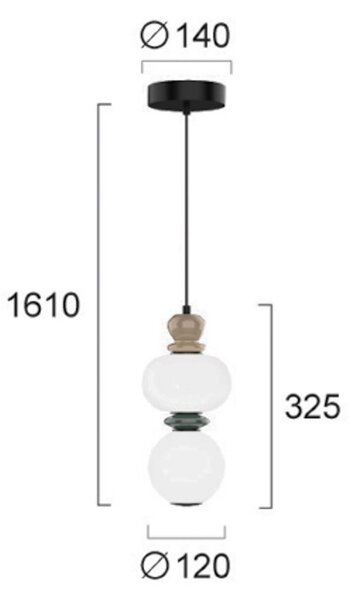 Viokef lampada LED a sospensione Gemma, altezza 32 cm, colorata, Gemma, Multicolore, Soggiorno / Sala da pranzo, Vetro