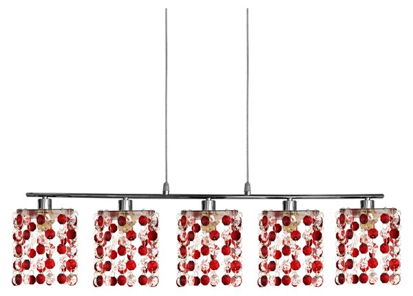 Lampada a sospensione sopra il tavolo da pranzo CLASSIC - 5xG9, 40W, cromata / rossa