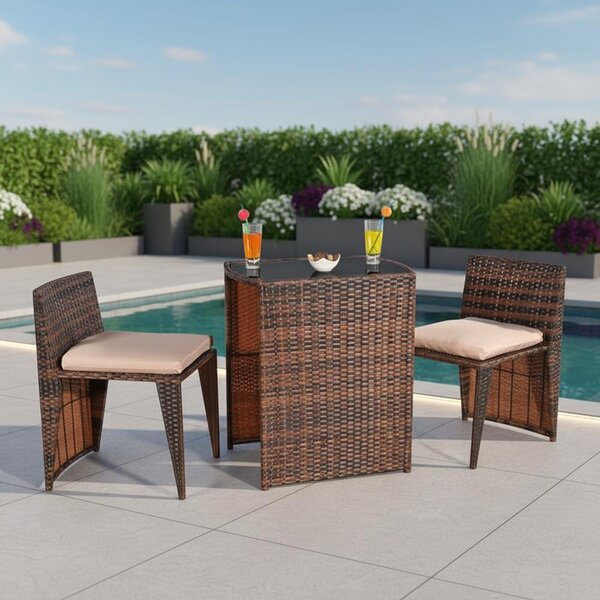 Mucola mobili da giardino set di 3 sedute sgabello tavolo polyrattan set di sedute poltrona set da pranzo giardino set di sedie mobili - marrone