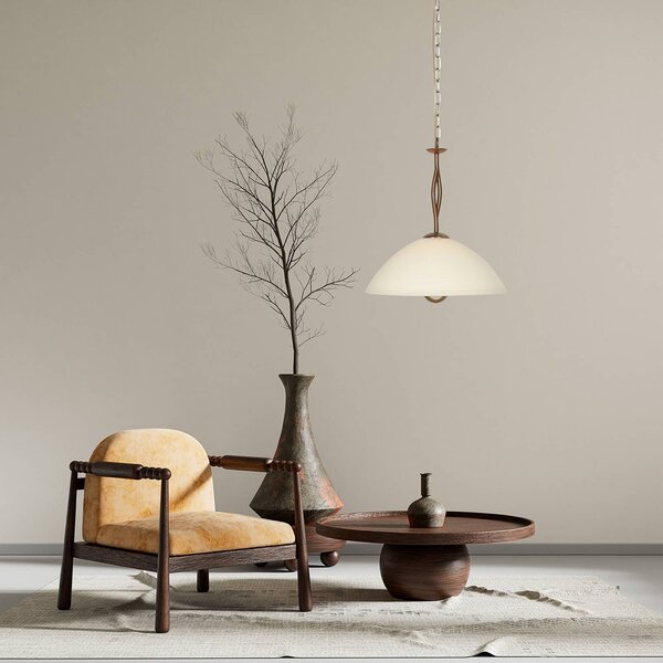 Steinhauer Lampada a sospensione in vetro Anthea, dimmerabile, Bronzo / Ottone antico, Soggiorno / Sala da pranzo, Metallo, Lampada a sospensione