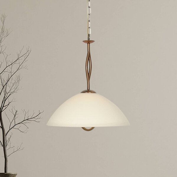 Steinhauer Lampada a sospensione in vetro Anthea, dimmerabile, Bronzo / Ottone antico, Soggiorno / Sala da pranzo, Metallo, Lampada a sospensione