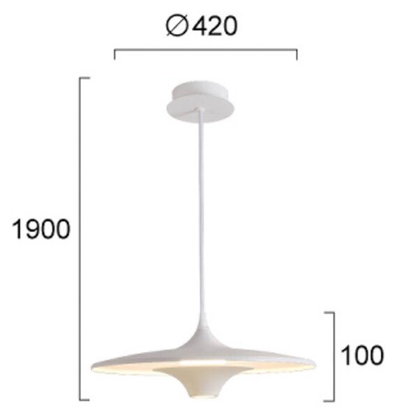 Viokef Lampada LED a sospensione Rene, bianca, Ø 42 cm, metallo Rene, Bianco / Opale, Soggiorno / Sala da pranzo, Metallo, Moderno