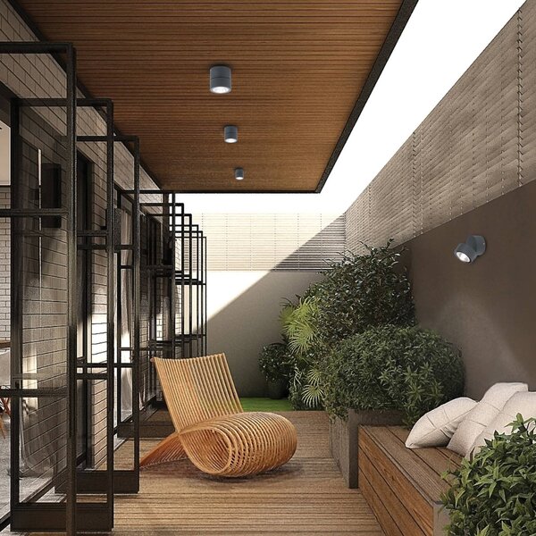Viokef Faretto da soffitto LED esterno Andria, grigio scuro, Ø 9 cm, metallo Andria, Nero, Alluminio, Plafoniere LED