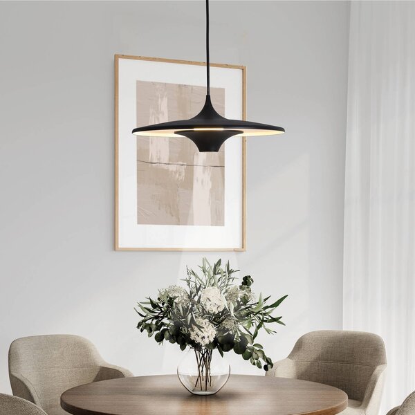 Viokef Lampada LED a sospensione Rene, nera, Ø 42 cm, metallo Rene, Nero, Soggiorno / Sala da pranzo, Metallo, Moderno