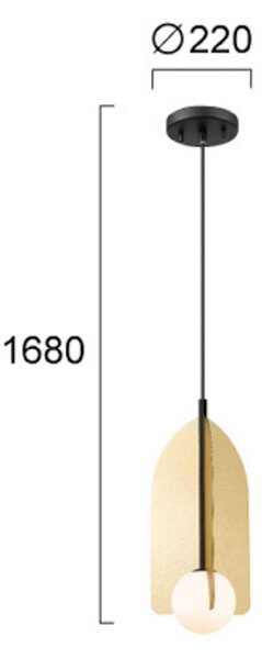 Viokef Lampada a sospensione Fedora, dimmerabile, Ottone / Oro, Soggiorno / Sala da pranzo, Metallo, Lampada a sospensione