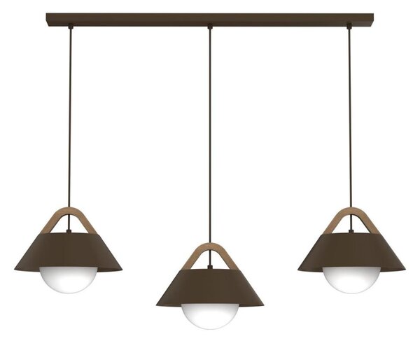 Lampadario sospeso con cavo FUNDA 3xE27/15W/230V marrone