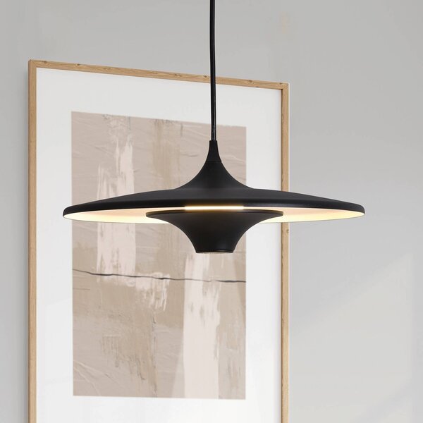 Viokef Lampada LED a sospensione Rene, nera, Ø 42 cm, metallo Rene, Nero, Soggiorno / Sala da pranzo, Metallo, Moderno