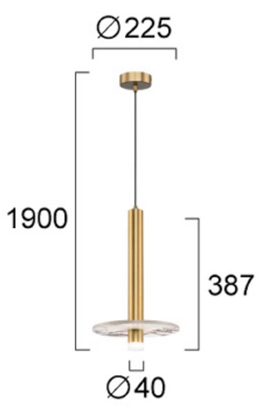 Viokef Lampada LED a sospensione Leandros color oro Ø 40 cm Pietra artificiale/metallo, Ottone / Oro, Soggiorno / Sala da pranzo, Metallo