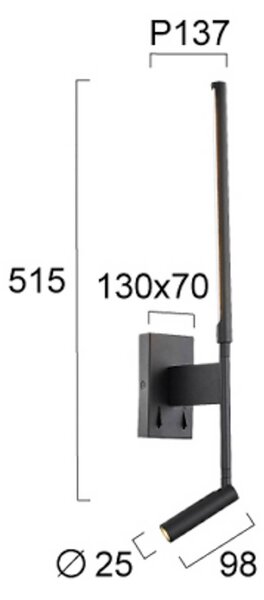 Viokef Applique da parete a LED Nido, Nero, Soggiorno / Sala da pranzo, Alluminio, Moderno, Applique a LED