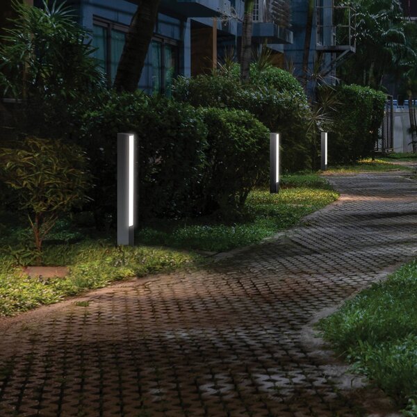 Viokef Lampioncino LED Lir, altezza 60 cm, metallo grigio scuro Lir, Nero, Alluminio, Moderno, Lampada LED da esterni