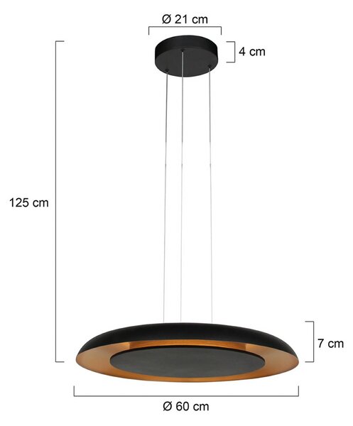 Steinhauer Lampada LED a sospensione Golden Veil, nero/oro, dimmerabile, metallo dimmerabile, Nero, Soggiorno / Sala da pranzo, Metallo, Moderno