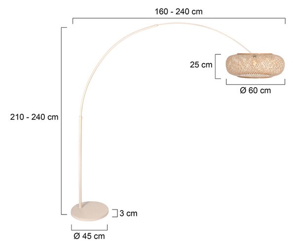 Steinhauer Lampada ad arco Sparkled Light, Crema / Ambra, Soggiorno / Sala da pranzo, Metallo, Mediterraneo, Lampada da terra