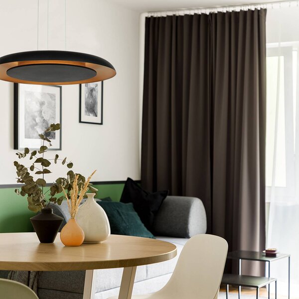 Steinhauer Lampada LED a sospensione Golden Veil, nero/oro, dimmerabile, metallo dimmerabile, Nero, Soggiorno / Sala da pranzo, Metallo, Moderno
