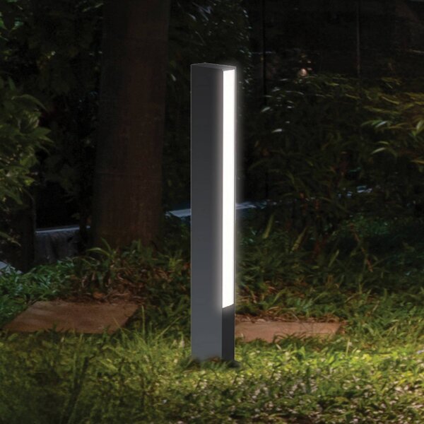 Viokef Lampioncino LED Lir, altezza 60 cm, metallo grigio scuro Lir, Nero, Alluminio, Moderno, Lampada LED da esterni