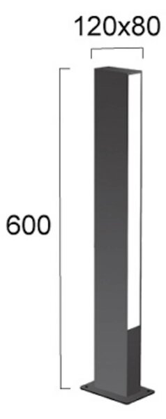 Viokef Lampioncino LED Lir, altezza 60 cm, metallo grigio scuro, a 2 luci. Lir, Nero, Alluminio, Moderno, Lampada LED da esterni