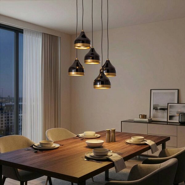 Lampada a sospensione Yildo Opviq, dimmerabile, Nero, Soggiorno / Sala da pranzo, Metallo, Moderno, Lampada a sospensione