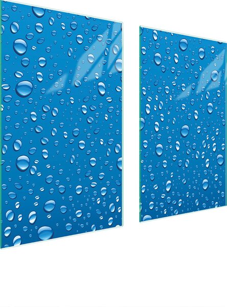 Piastre copri fornelli 2 pezzi 75x52 Copri piano cottura in Vetroceramica tagliere in vetro gocce blu